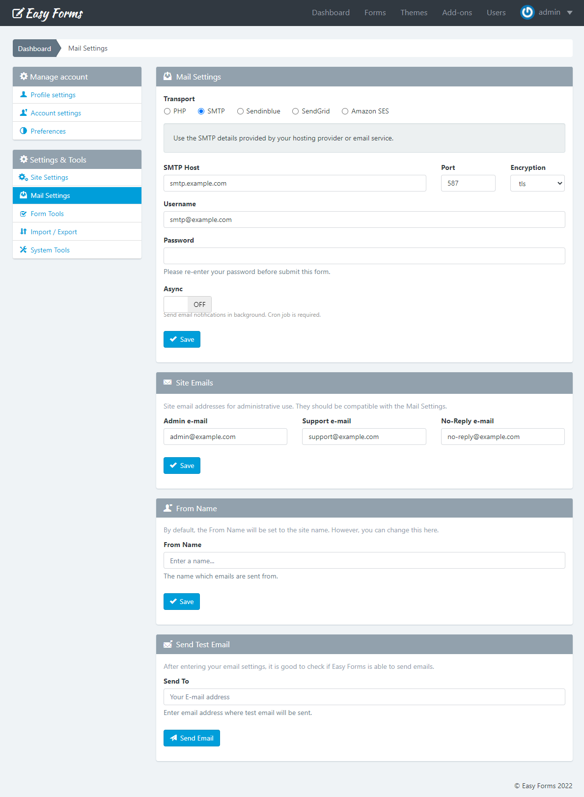 Easy Forms - SMTP Server
